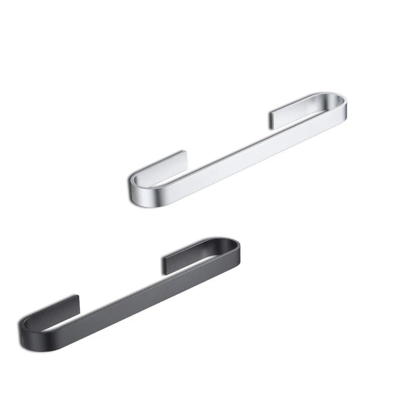 Porte-Serviette Adhésif Aluminium Argent ou Noir, 25 à 55 cm