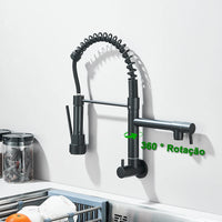Robinet Cuisine Mural Eau Froide à Ressort Double Bec, 4 Finitions