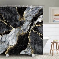 Rideau de Douche Effet Marbre en Tissu, 18 Motifs, 90 à 300 cm