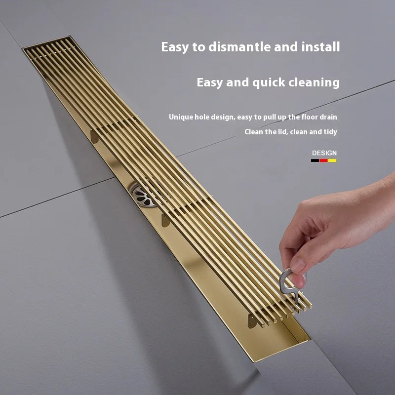 Caniveau de Douche Doré Inox 304, 20 à 60 cm de Long