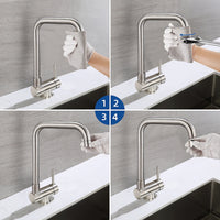 Mitigeur Cuisine Rabattable Inox 304 Brossé, Pivotant 360° pour Évier sous Fenêtre