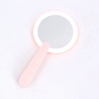 Miroir de Poche LED Rechargeable USB à Poignée Rotative, Rose ou Blanc