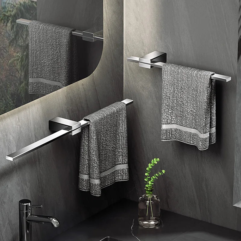 Porte-Serviette Mural Barre Plate Inox 304, 3 Finitions, 30 à 60 cm
