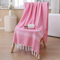 Serviette de Bain Coton Séchage Rapide à Franges 100 x 180 cm