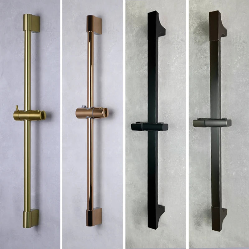 Barre de Douche Réglable Inox 64 cm, Ronde ou Carrée, 6 Finitions
