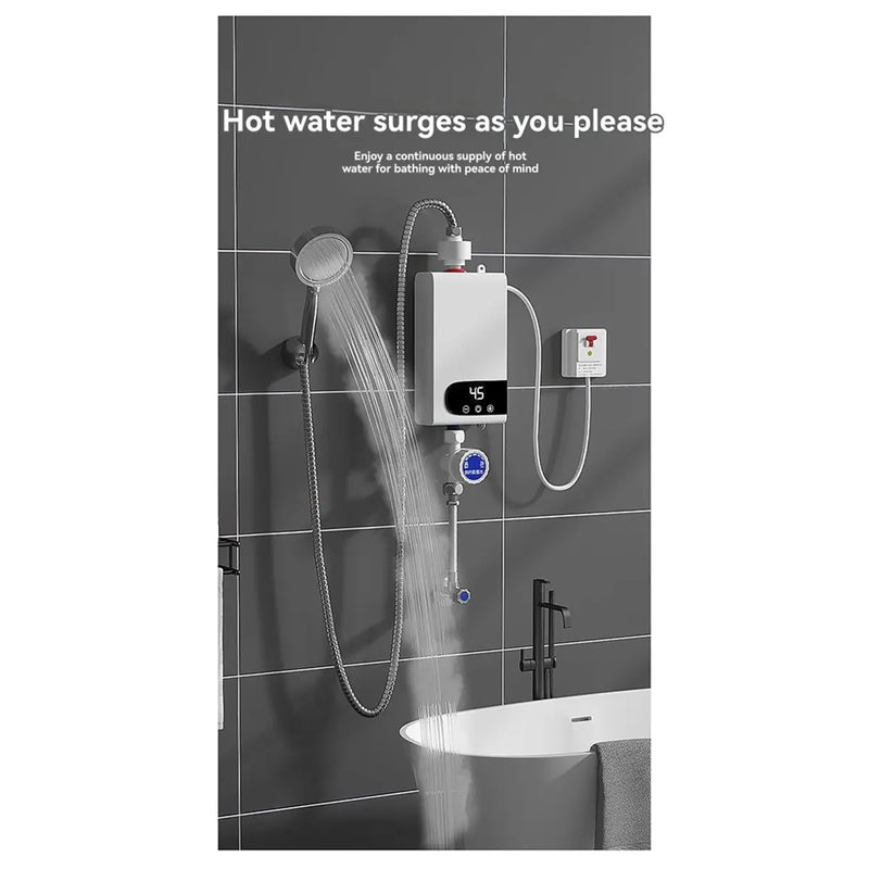 Chauffe-Eau Instantané Électrique 5 500 W pour Cuisine ou Salle de Bain, Affichage LED
