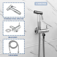 Douchette WC Murale Seule ou en Kit avec Robinet d'Angle, 4 Finitions