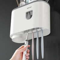Porte-Brosse à Dents Mural avec Distributeur, Gobelet et Bac de Rangement 20 cm