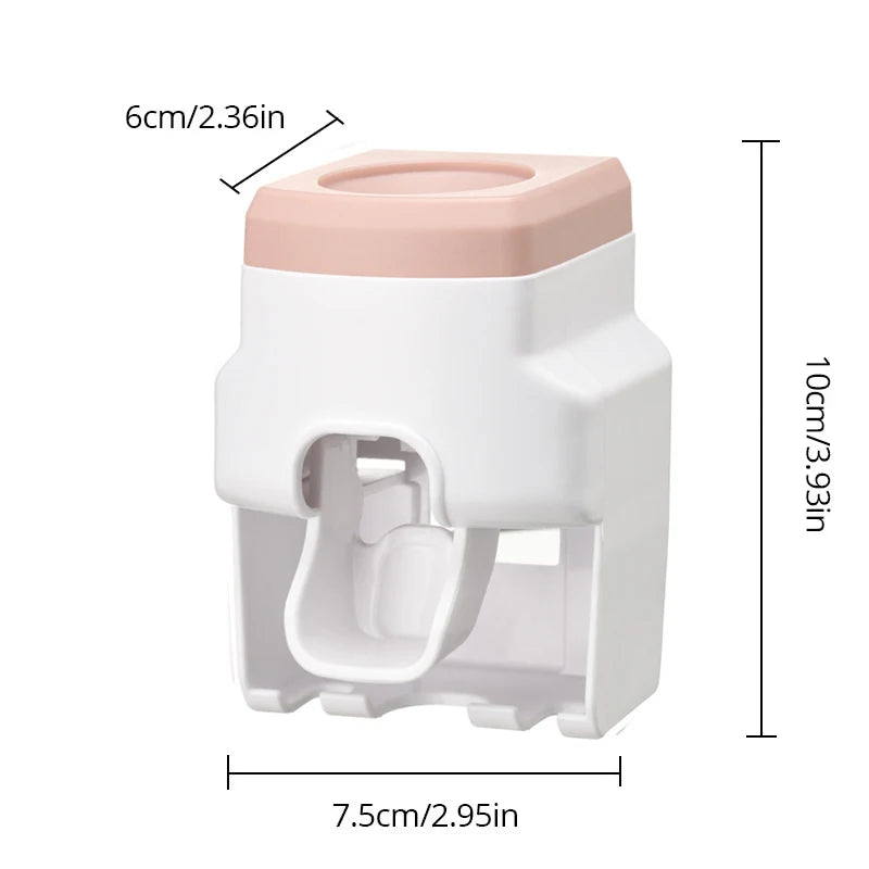 Distributeur de Dentifrice Mural Automatique avec Porte-Brosses, 4 Coloris, 7,5 x 10 cm