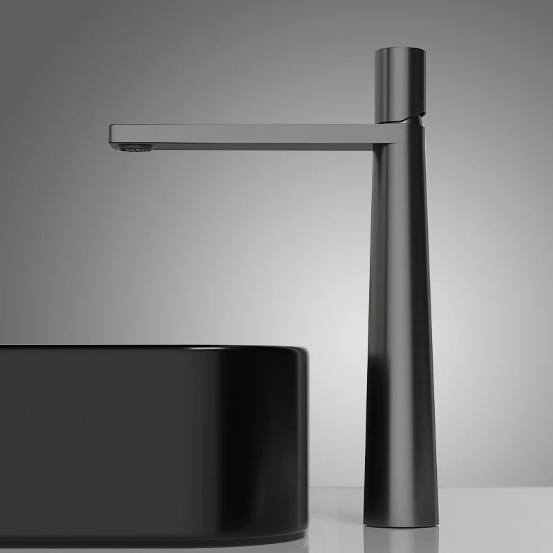 Mitigeur Lavabo Conique Laiton Bec Plat, Modèle Haut ou Court, 5 Finitions