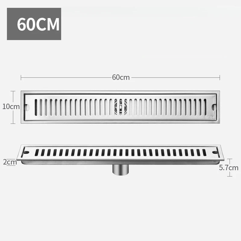 Caniveau de Douche Inox 304 Brossé ou Noir, 20 à 60 cm