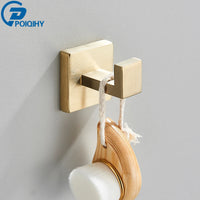 Accessoires Salle de Bain Doré Brossé Carré à la Pièce, 6 Articles