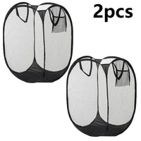 Panier à Linge Pliable en Maille Noire, 1 ou 2 Pièces