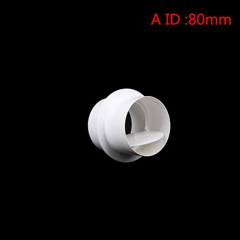 Clapet Anti-Retour Hotte et Ventilation, PVC Blanc, 80 à 200 mm