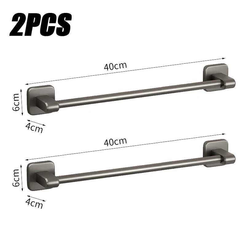 Porte-Serviette Sans Percer Aluminium Gris Anthracite 30 à 50 cm
