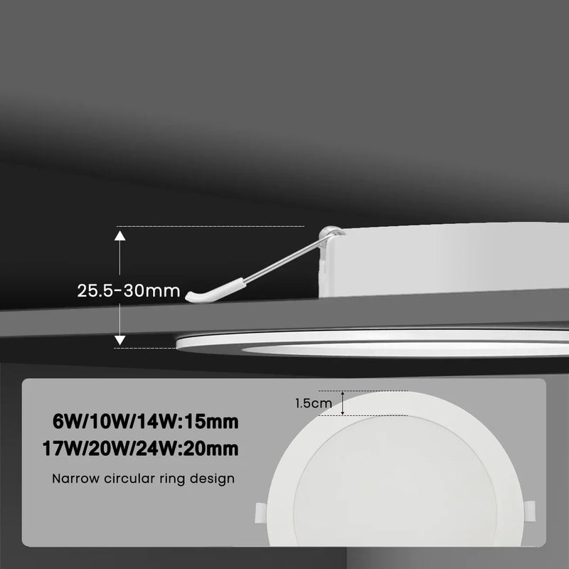 Downlight LED Encastrable Cuisine Extra-Plat, Lot de 1 à 10, 6 à 24 W