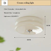 Plafonnier Cuisine en Verre Laiteux Rétro, Blanc ou Crème, Ø 32 ou 40 cm
