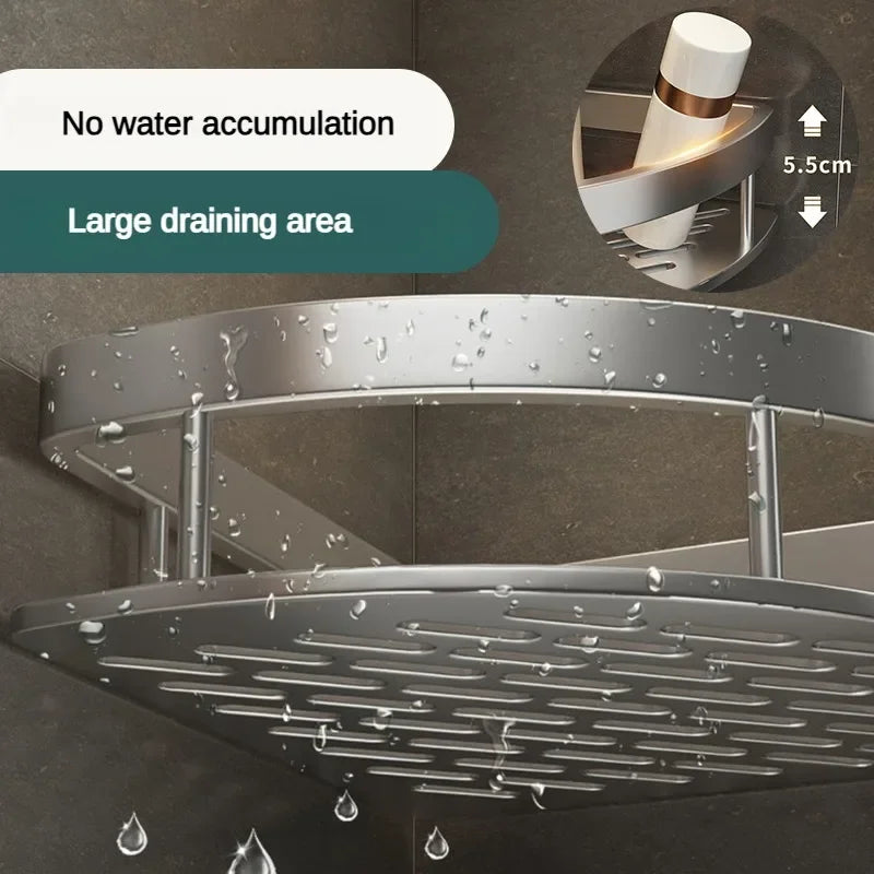 Étagère de Salle de Bain d'Angle Sans Perçage 2 Niveaux
