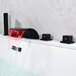Robinet Baignoire Cascade LED Noir sur Rebord, 5 Trous avec Douchette