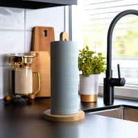 Porte-Essuie-Tout en Bois sur Pied, Tige Ajourée et Base Antidérapante 31 cm