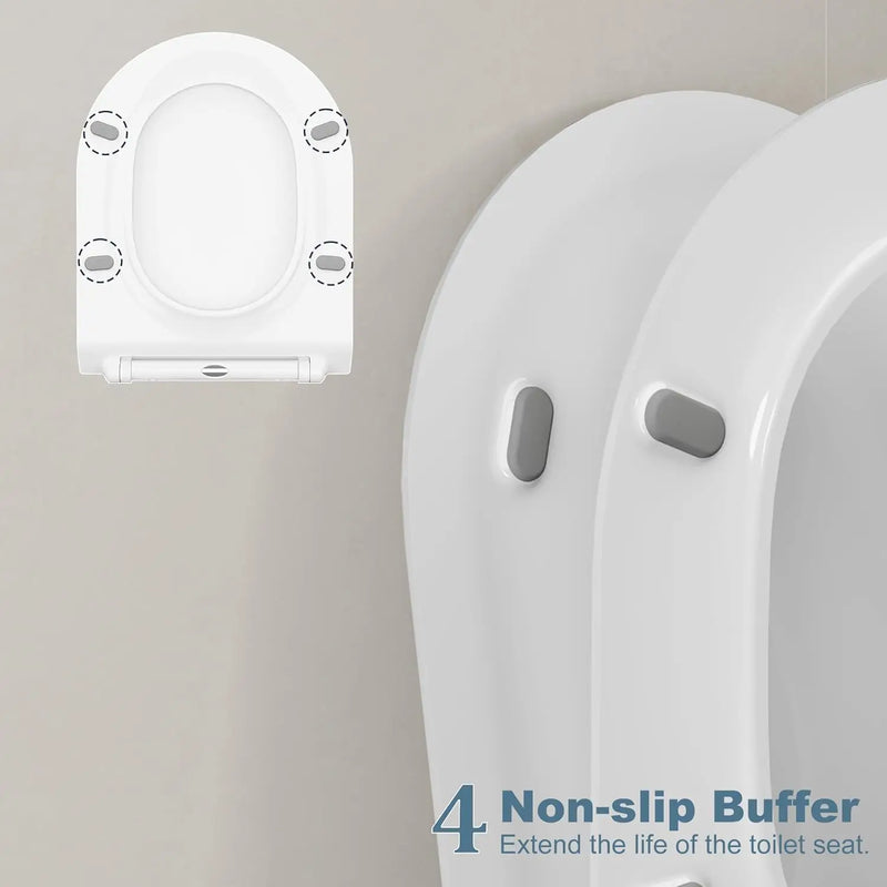 Abattant WC Fin Duroplast Frein de Chute Déclipsable Blanc Forme D