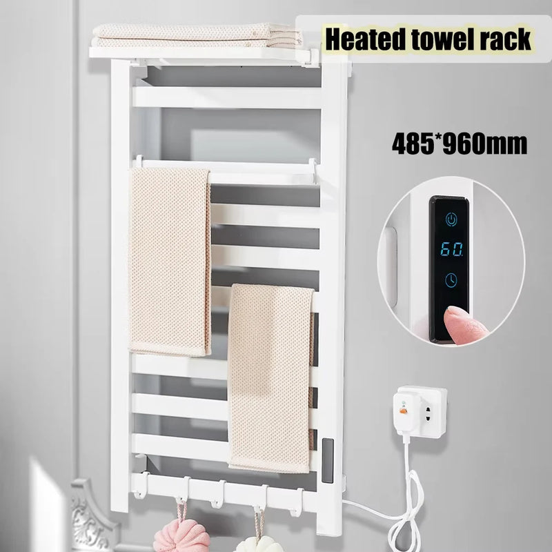 Porte-Serviette Chauffant Électrique Noir Tactile Inox