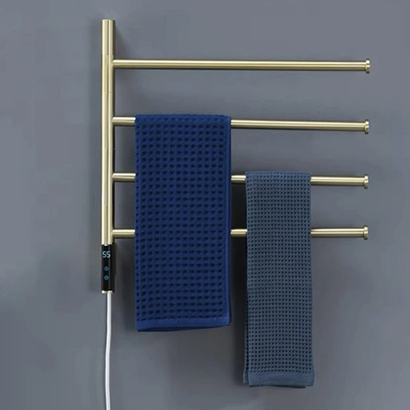 Sèche-Serviette Électrique Mural 4 Barres Rotatives Inox 58 x 48,5 cm