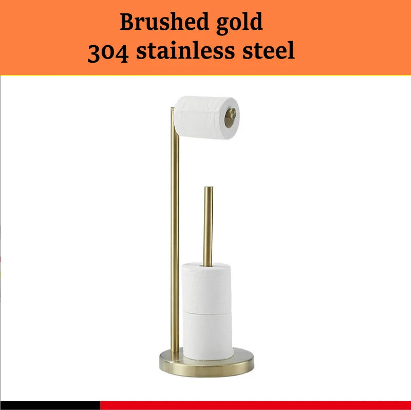 Porte-Papier Toilette sur Pied Inox 304 avec Réserve ou Brosse WC