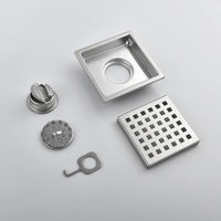Caniveau de Douche Carré Anti-Odeur Inox 304, Grille 11 ou 15 cm