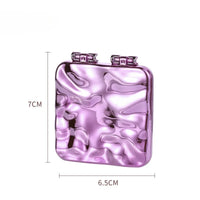 Miroir de Poche Carré Pliant à Relief Ondulé, Violet ou Argent