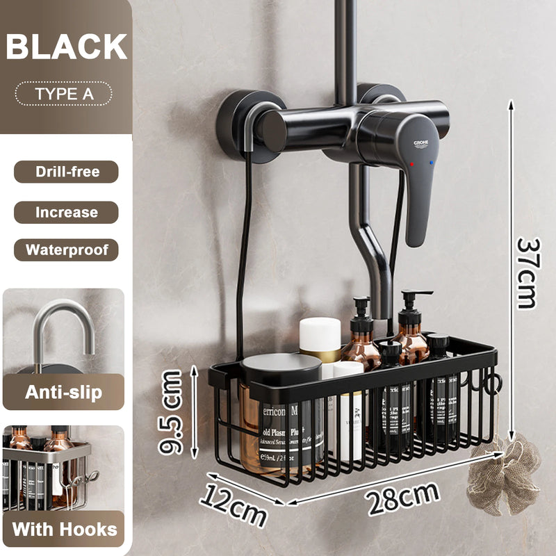 Étagère de Douche à Suspendre Sans Perçage, Panier Rectangulaire ou Ovale