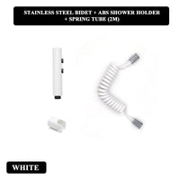 Douchette WC Blanche Pulvérisateur ABS ou Inox avec Flexible et Support Mural
