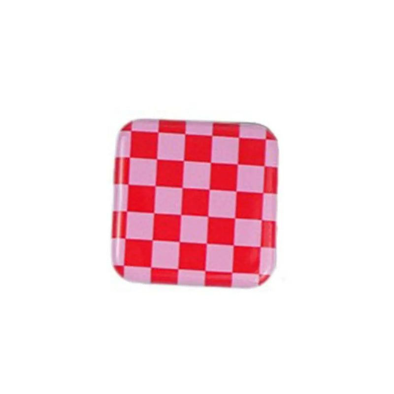 Miroir de Poche Carré Damier avec Poignée Support de Téléphone, 10 Motifs