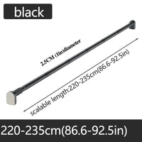 Barre Rideau de Douche Télescopique Inox, Noire ou Argentée, 80 à 270 cm