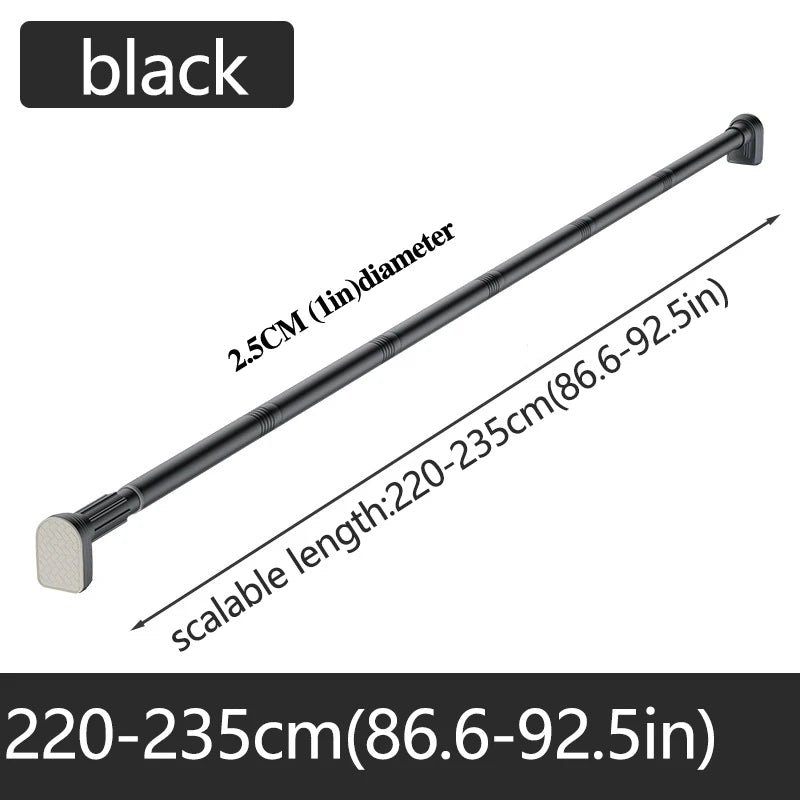 Barre Rideau de Douche Télescopique Inox, Noire ou Argentée, 80 à 270 cm