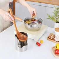 Repose-Couvercle Inox à Encoche avec Pot à Ustensiles, 10 cm
