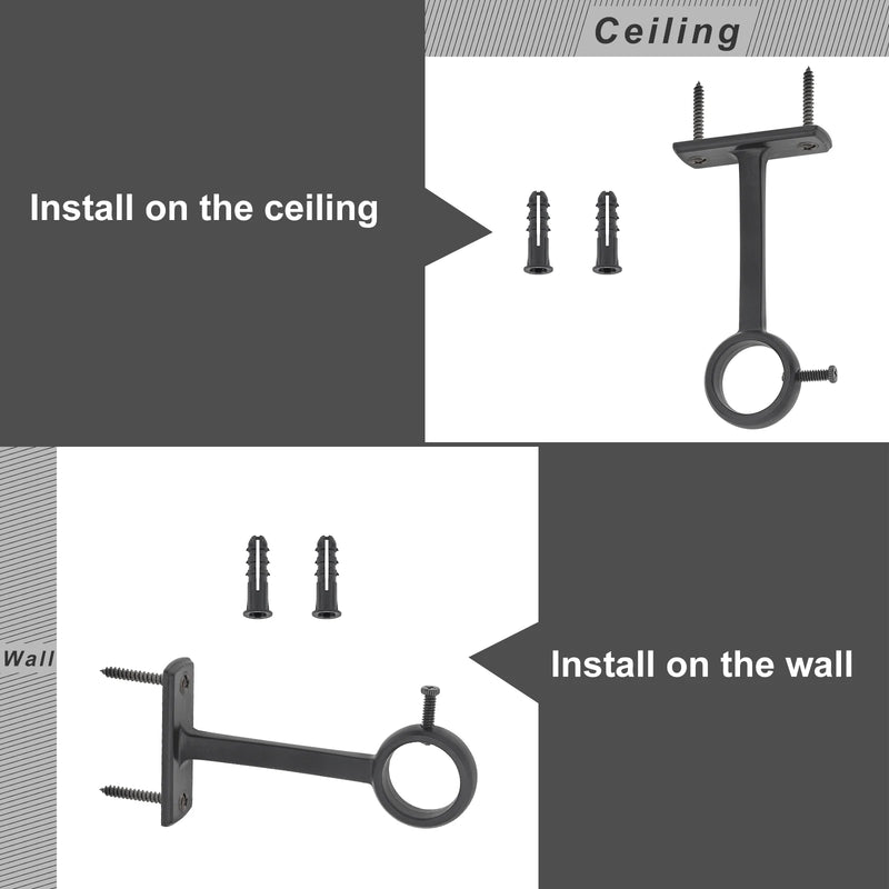 Support de Tringle de Douche 28 mm en Aluminium, Mur ou Plafond