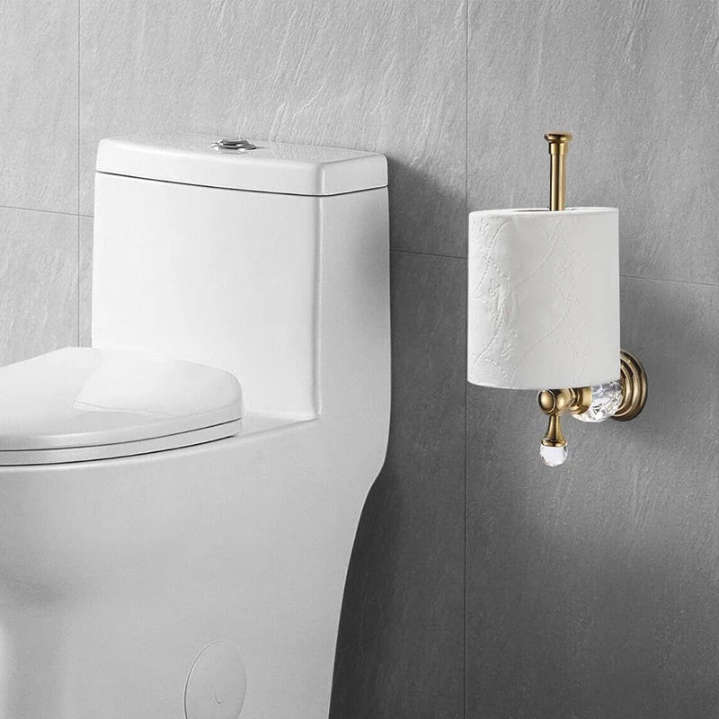 Porte-Papier Toilette Mural Cristal à Bras Ouvert, Doré ou Chromé, 25 cm