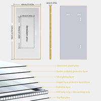 Miroir LED Salle de Bain Cadre Doré Anti-Buée Tactile, 80 à 120 cm