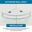 Étagère d'Angle Salle de Bain en Verre Trempé 6 mm, Supports Chromés