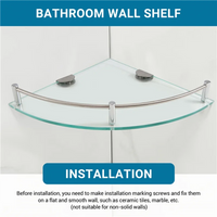 Étagère d'Angle Salle de Bain en Verre Trempé 6 mm, Supports Chromés