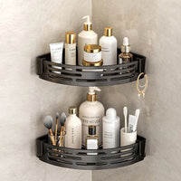Étagère d'Angle Salle de Bain Autocollante Sans Perçage Noir, Gris ou Blanc