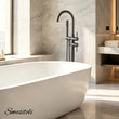 Robinet Baignoire Îlot sur Pied avec Douchette 1,5 m, Laiton, 6 Finitions