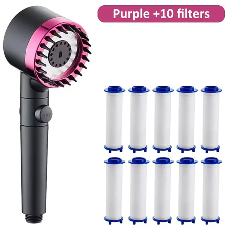 Pommeau de Douche Filtrant Haute Pression Massage avec Filtres, Gris ou Violet