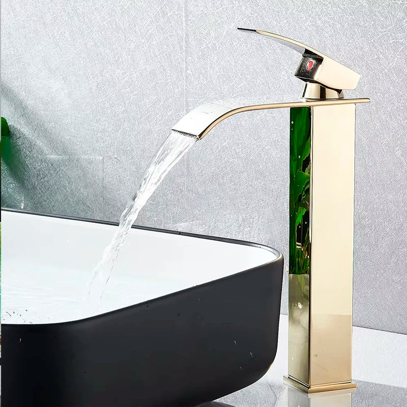 Mitigeur Lavabo Cascade Monotrou Inox 304, 7 Finitions, Modèle Bas ou Haut