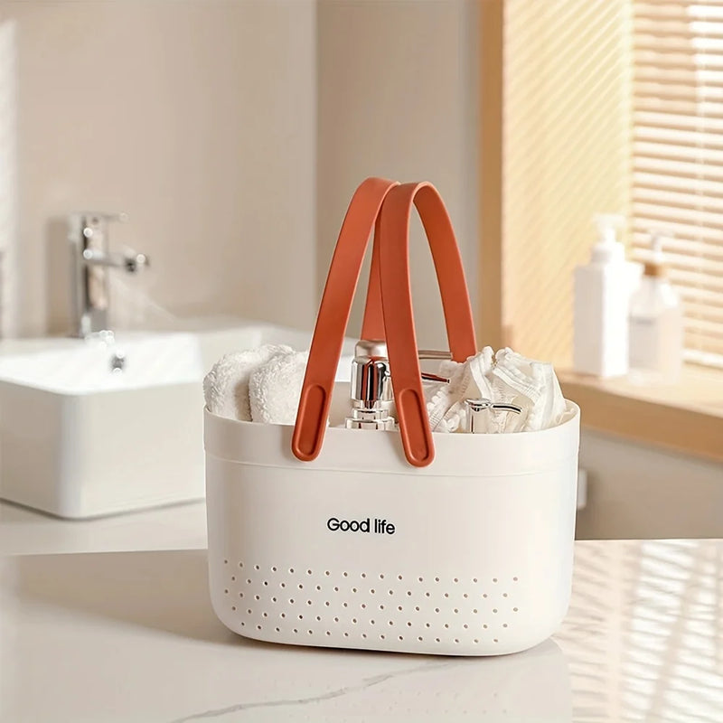 Panier de Douche Portable à Anses 25 cm, Gris, Blanc ou Rose
