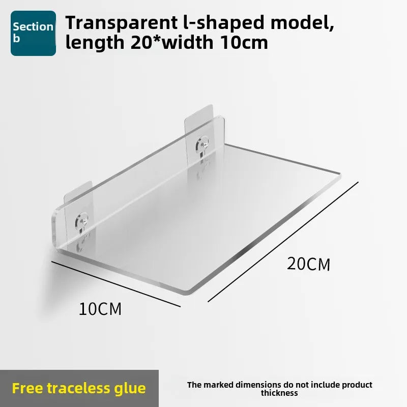 Étagère Salle de Bain Murale en Acrylique Transparente, Sans Perçage