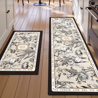 Tapis de Cuisine Vintage à Motif Floral Antidérapant, Lot de 2 ou à la Pièce