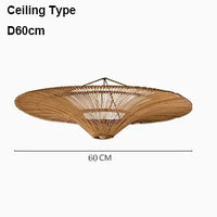 Suspension Cuisine Rotin Chapeau de Paille Wabi-Sabi, Ø 60 à 120 cm