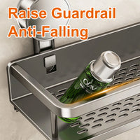Étagère Salle de Bain à Ventouse Aluminium Gris, 30 à 50 cm